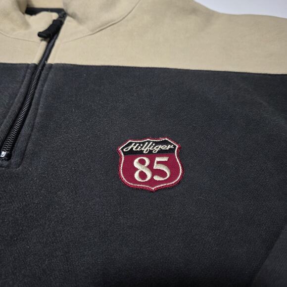 Vintage Tommy Hilfiger 85 Patch Logo 1/4 Zip Sweatshirt 90s Men's 2XL - Picture 2 of 8